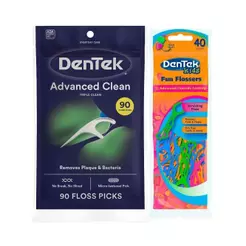 Kit Dentek Fio Dental Floss Picks Triple Clean Adv c/ 90 un + Fio Dental Kids Fun Flossers c/ 40 un