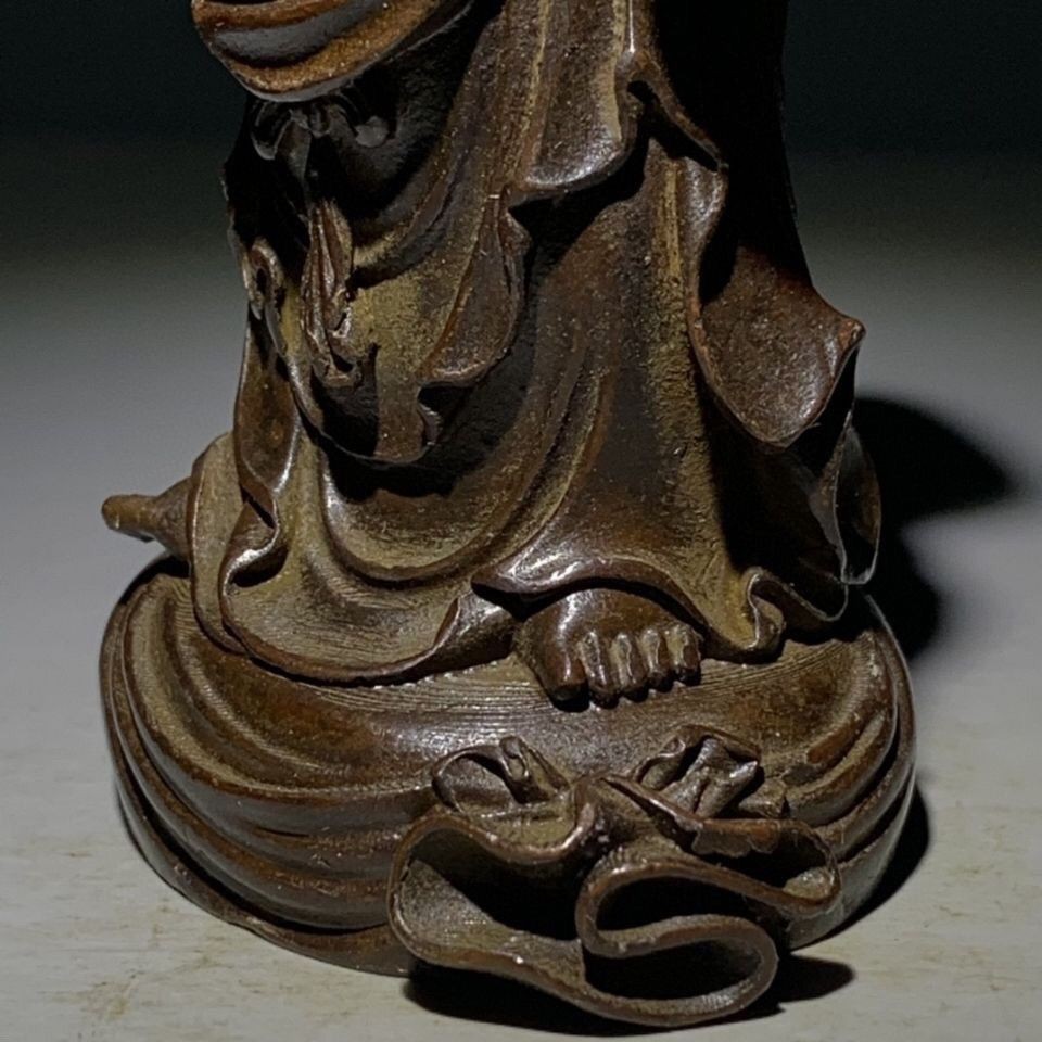 Bens antigos barriga grande Maitreya estátua de buda bronze vermelho Ruyi lingote buda sorte rindo buda antigo bens bron