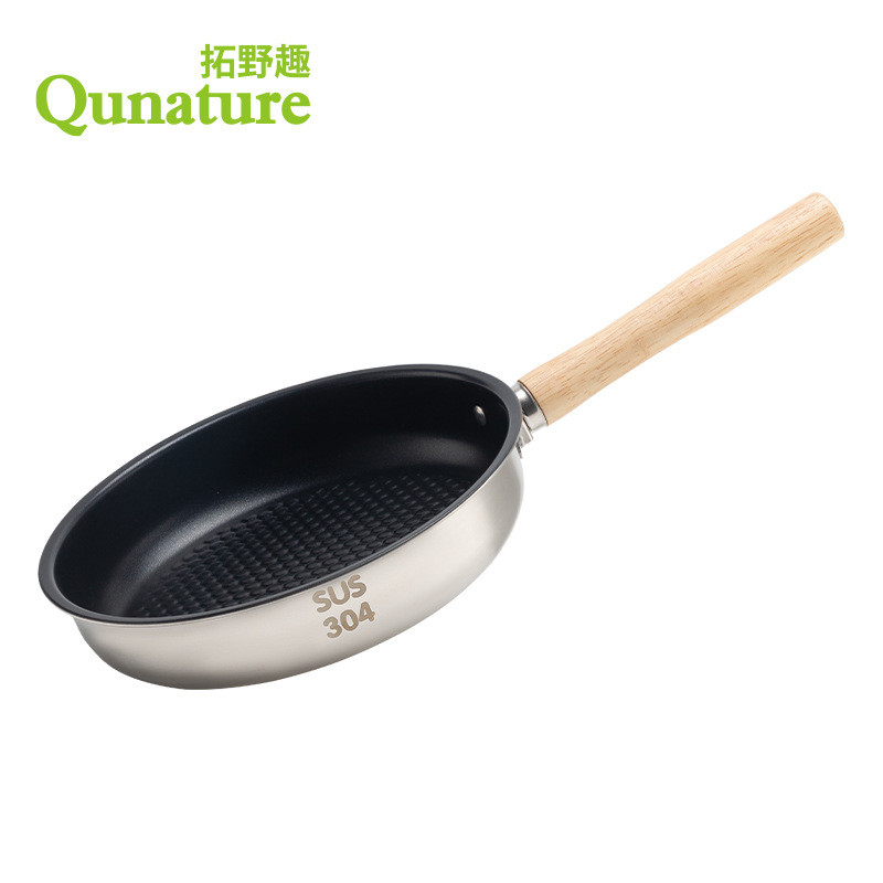 Panela de fundo plano, utensílios de cozinha em aço inoxidável 304, panela antiaderente para uso externo, utensílios de
