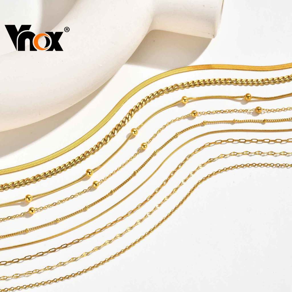 Gargantilha Vnox Chic Gold De Aço Inoxidável Com Elo De Corrente , Empilhável , Durável E Perfeita Para Camadas Qualquer