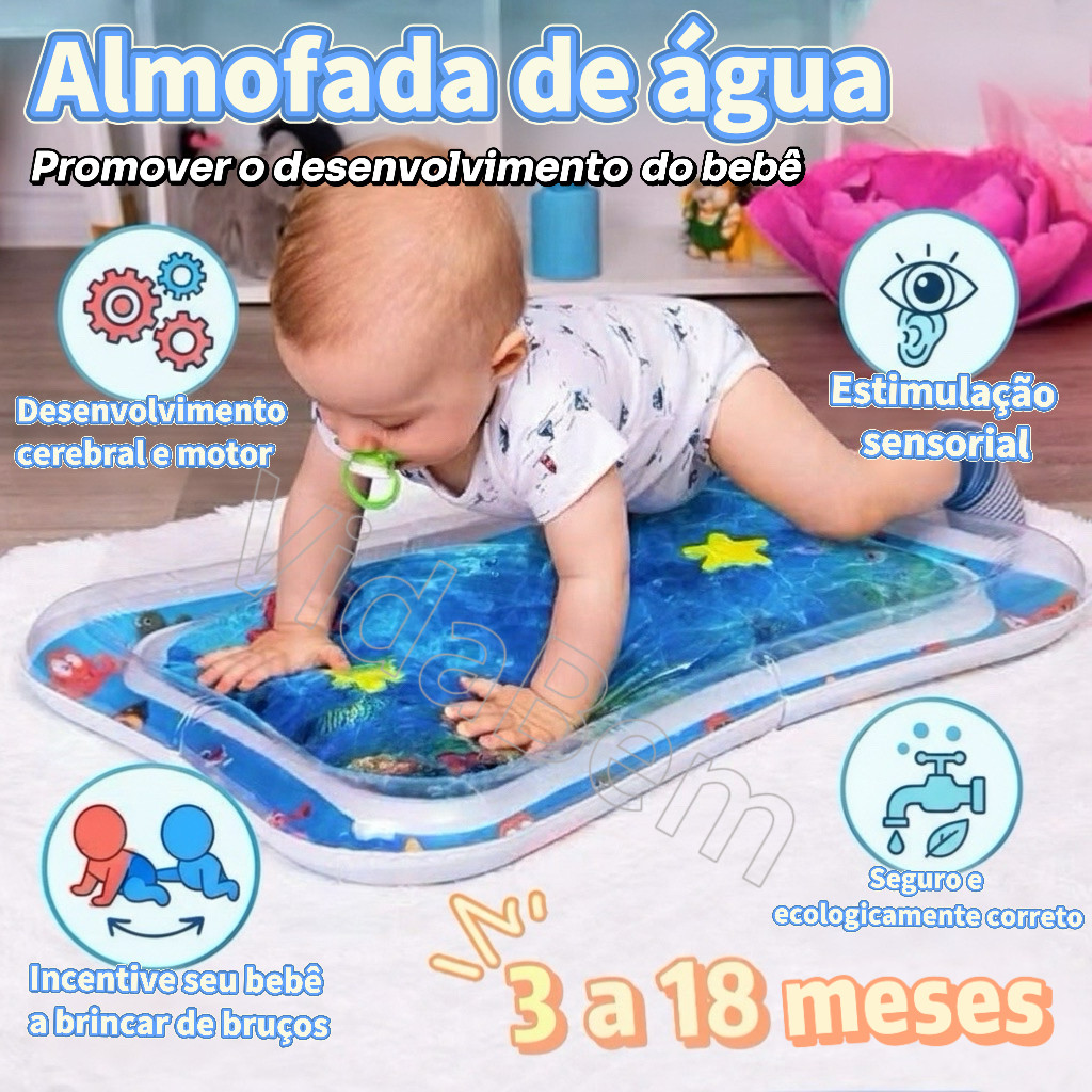 Tapete de Água Interativo para Bebês, Fortalece Músculos e Sentidos Mundo Subaquático