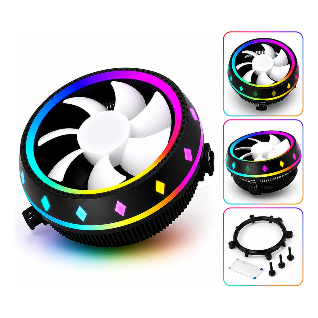 Cooler Led Rgb Hf-685 Ventoinha Pc Cpu Processador Intel Amd 775/115x/1150/1151/1155/1156/1200/1366