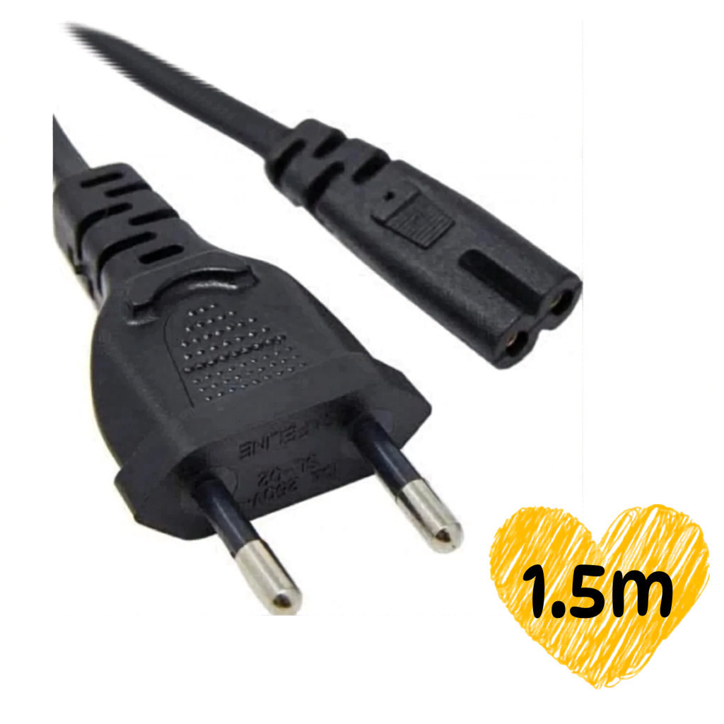 Cabo De Força Energia 2 Pinos pra caixa de som Ps2 Ps3 Ps4 Notebook 1,5m