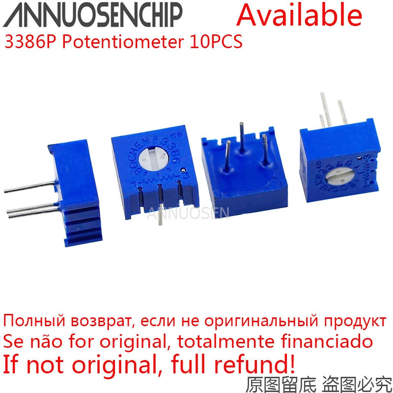 10 Pcs 3386P Potenciômetro Precisão Resistência Ajustável 1K 2K 5K 10K 20K 50K 100K 200K 500K 1M 100 200 500 Ohm R 101 1
