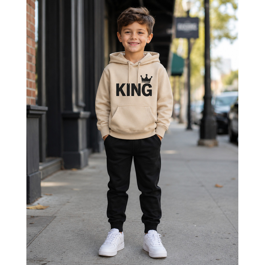Conjunto Moletom Infantil King Canguru com Capuz e Calça Moletom Menino Menina Frio 100% Algodão Molekada