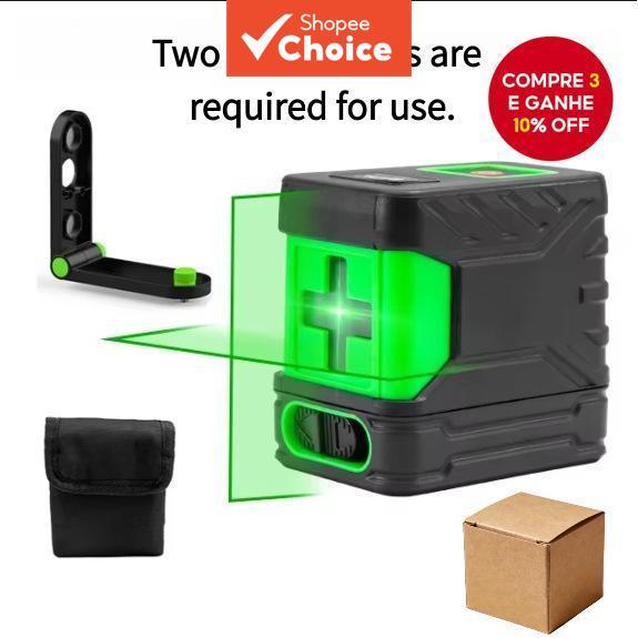 Mini Projetor Portátil De Nível De Laser Verde De 2 Linhas Com Luz Forte E Alinhamento Automático