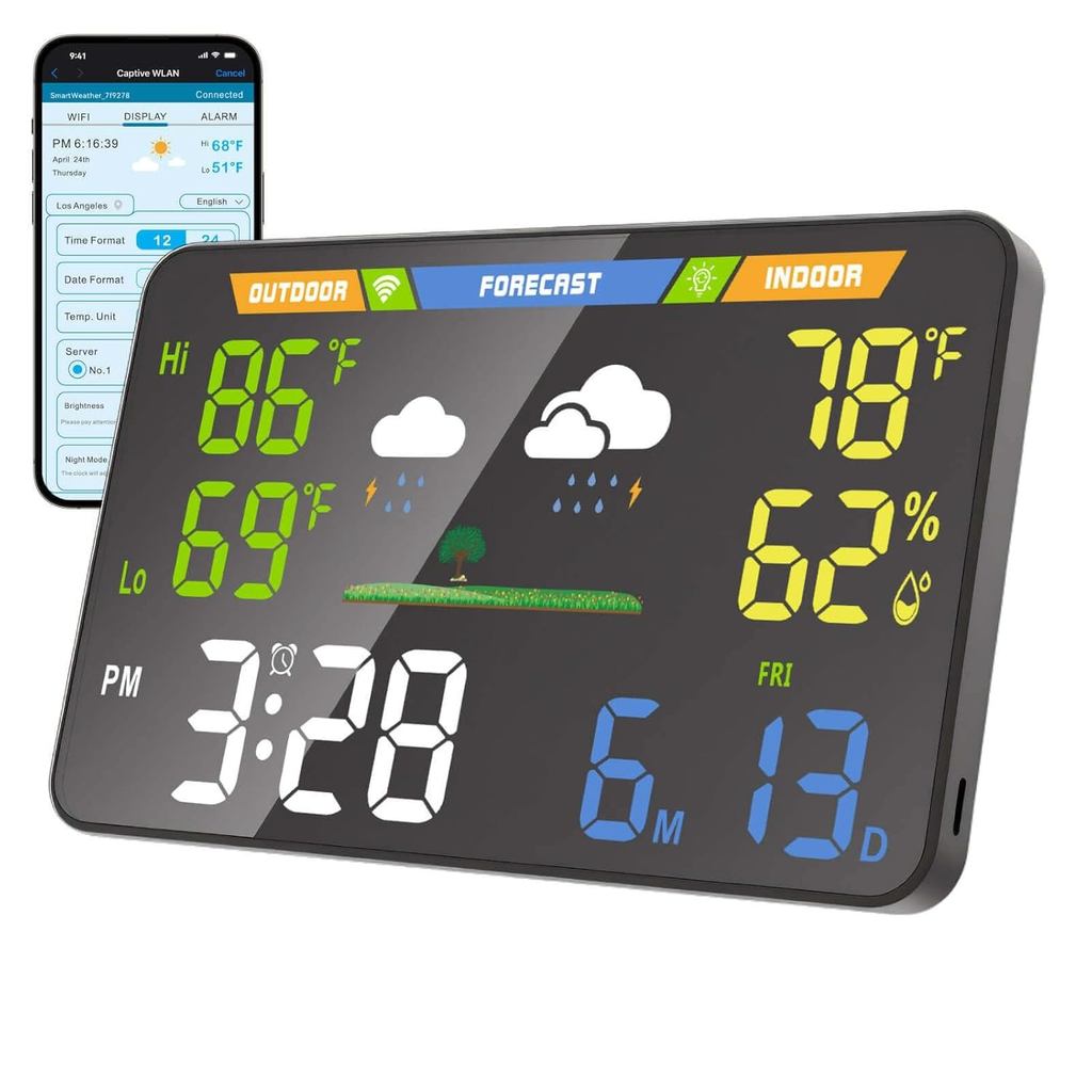 EnvyBox WiFi Weather Station 8.5" LED Display | Privacy-Focused, No App Required, Syncs Weather & Calendar for Home/Offi