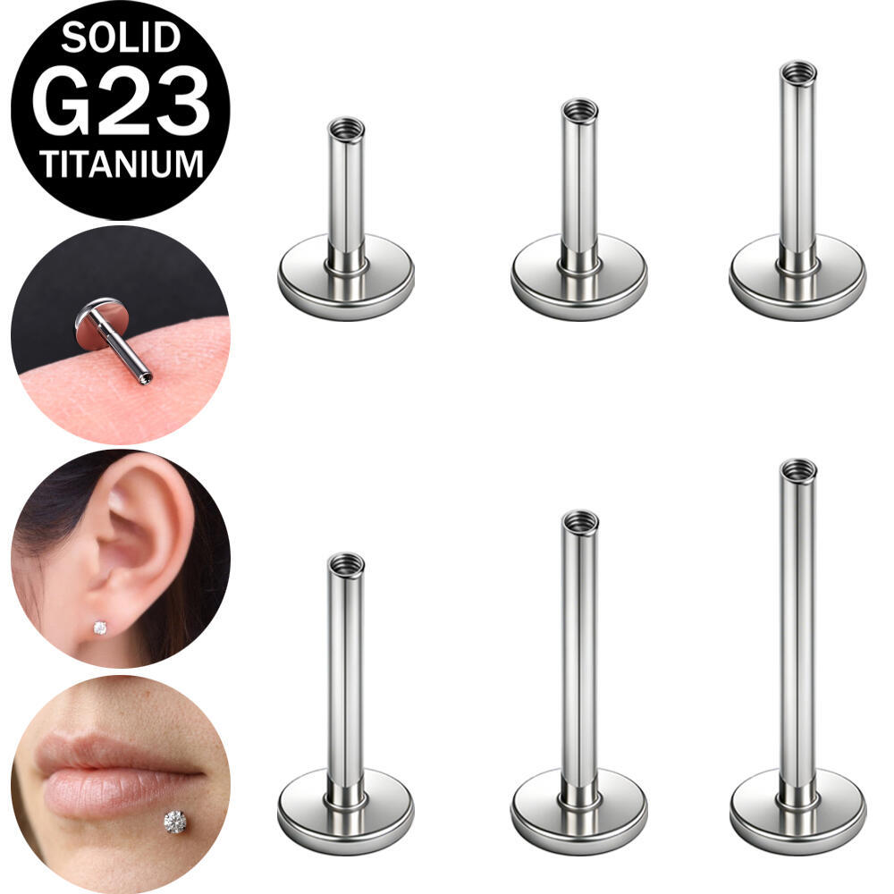 1 PC G23 Titanium Labret Lip Stud Piercing Substituição 20G/18G/16G De Pino De Orelha 5/6/7/8/10/12mm Nariz Brinco De Ro