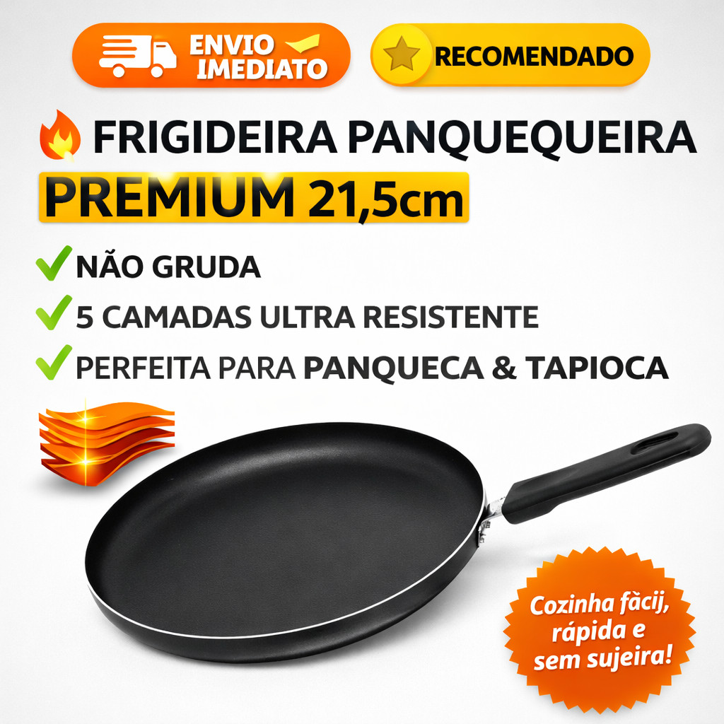 Frigideira Panquequeira 21,5cm Antiaderente 5 Camadas Araflon Tapioca Omelete