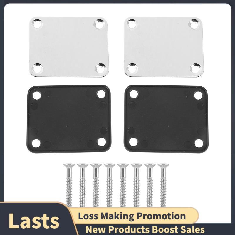 2 Placas Do Pescoço Metal Da Guitarra Dos Pces Com Esteira Plástica Para A Substituição Elétrica Estilo , Cromo