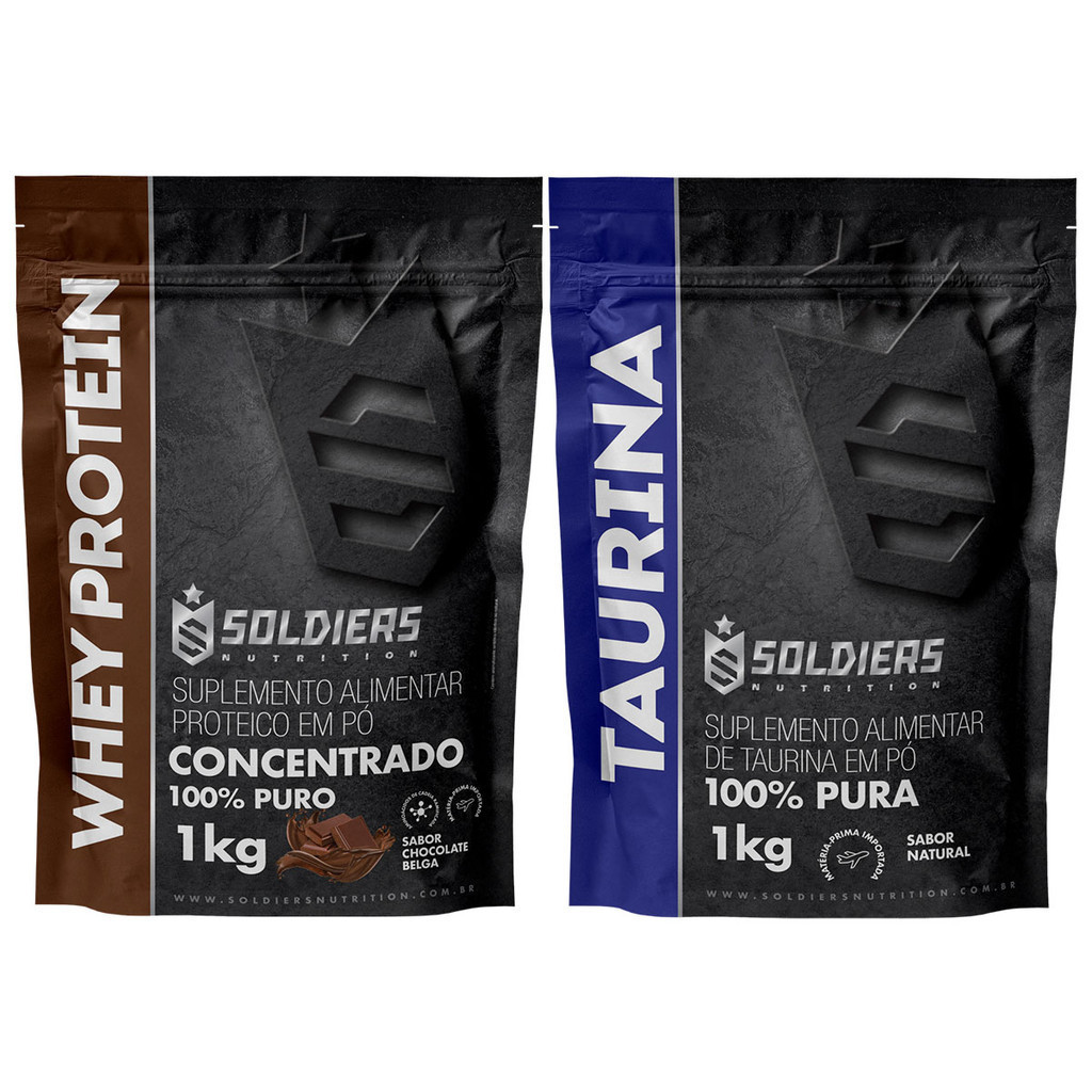Kit: Whey Protein Concentrado 1kg + Taurina 1kg Soldiers Nutrition Proteína Muscular