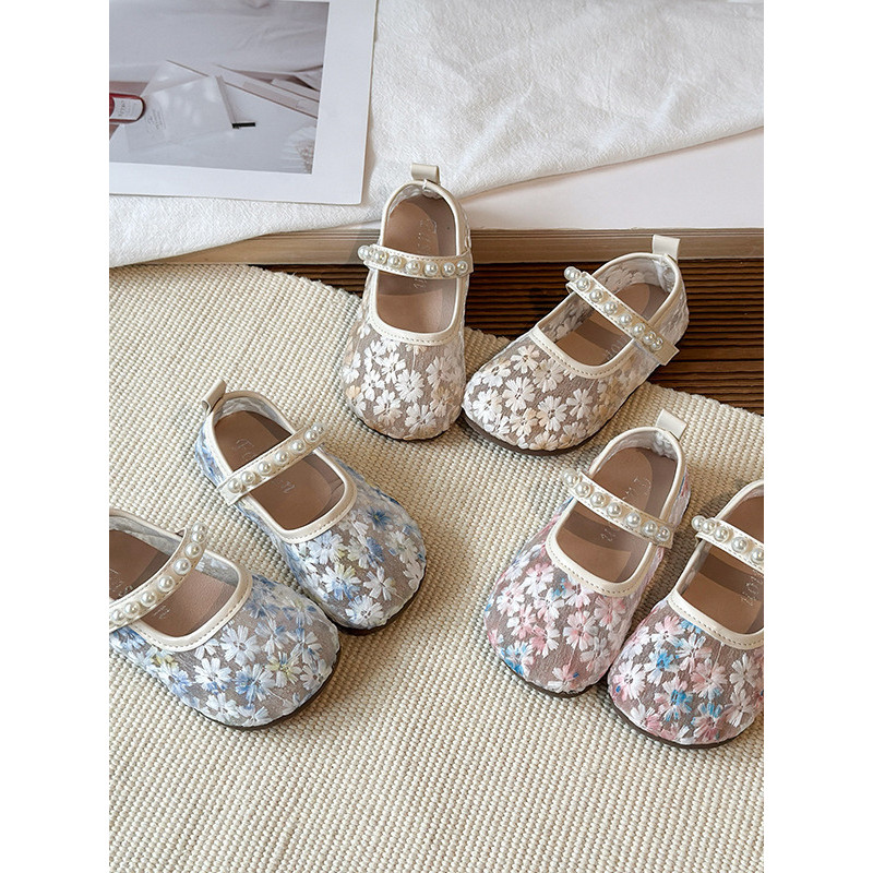 2026 primavera verão Mary Jane meninas sapatos de rede respirável bordado estilo princesa sapatos de couro sola macia er