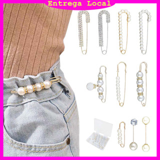 10 broches de pérolas, broches de strass de pérola Artificial, alfinetes de segurança femininos, adequados para roupas