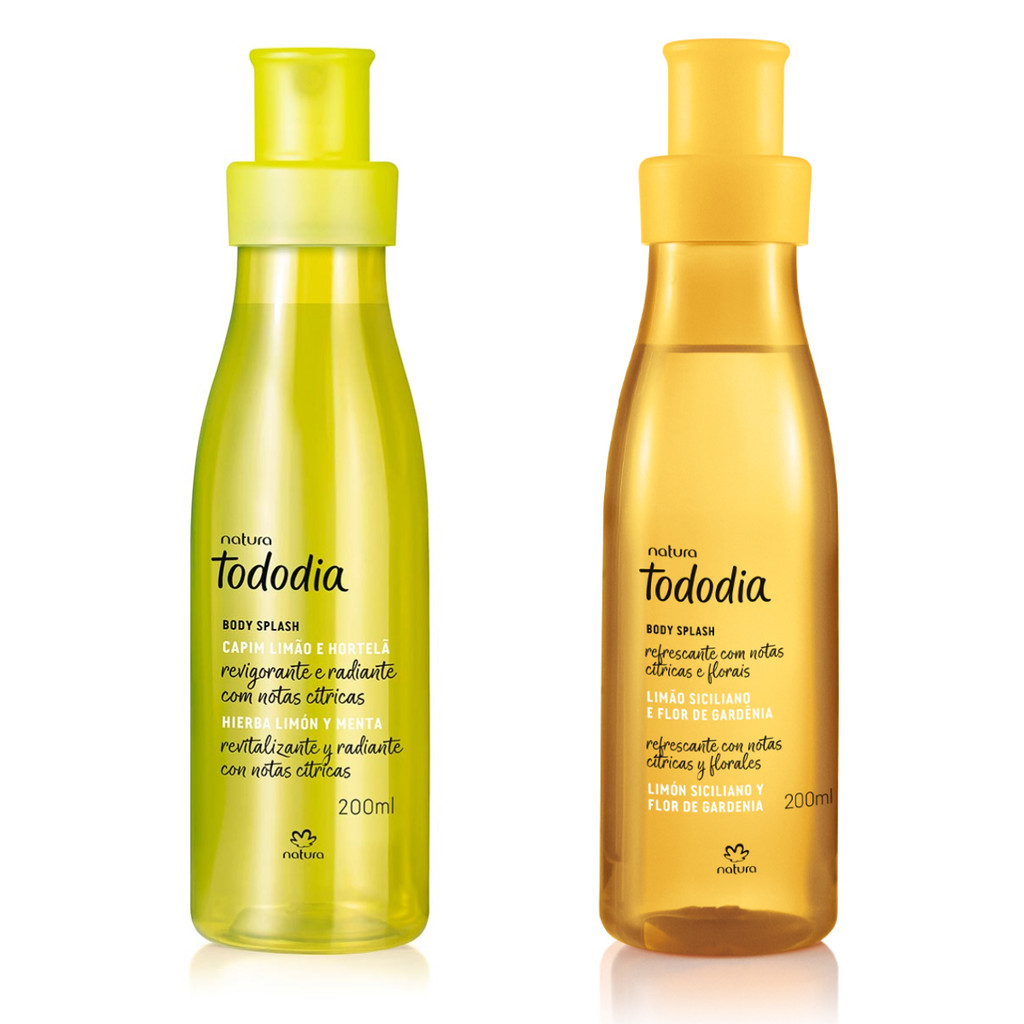 Kit Body Splash Tododia Limão Siciliano e Flor de Gardenia 200 ml e Capim Limão e Hortelã 200 ml