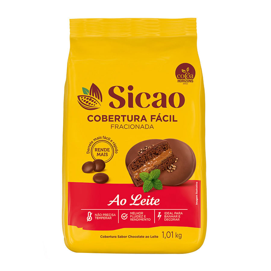 Cobertura Chocolate Ao Leite Fracionado Sicao Fácil Gotas 1.01kg
