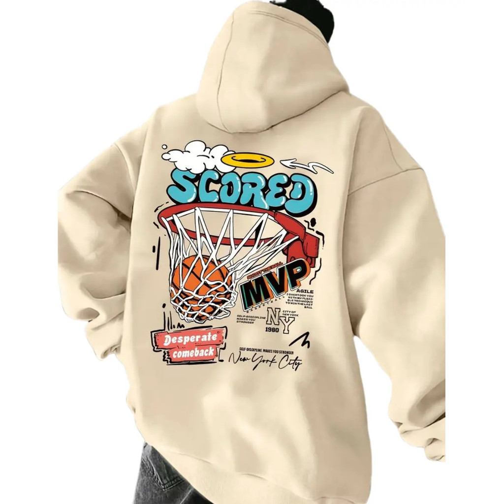 Moletom Canguru Basquete Streetwear Masculino Estampado Frio