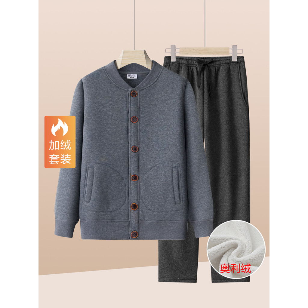 Roupas masculinas idosas de meia-idade novo estilo quente à prova de frio roupas acolchoadas de algodão terno pai roupas