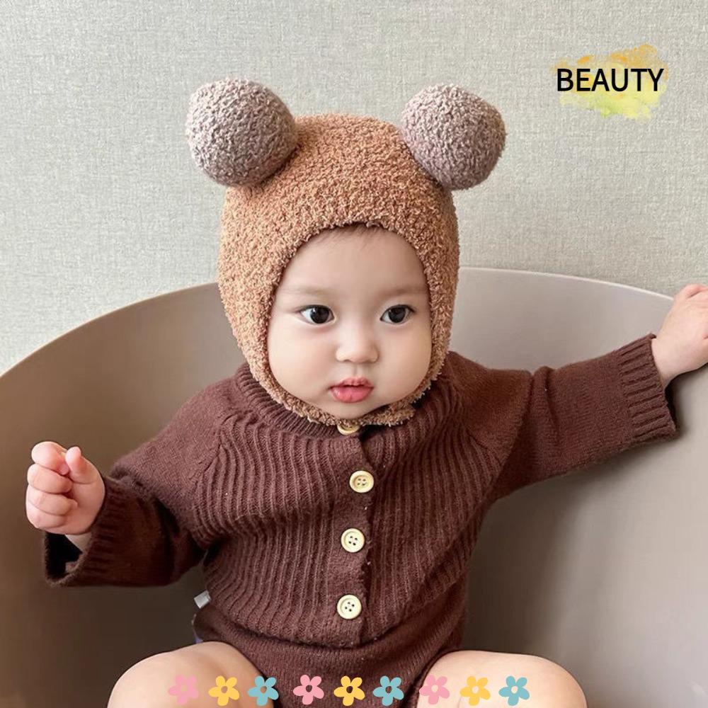 BEAUTYHOMEBR Gorro , À Prova De Vento Com Bola , Chapéu De Malha Para Bebê , Lindos Chapéus De Proteção Os Ouvidos Quent