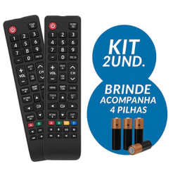 Kit Controle Remoto Compatível Samsung Smart TV com Pilhas Inclusas Pronto para Uso