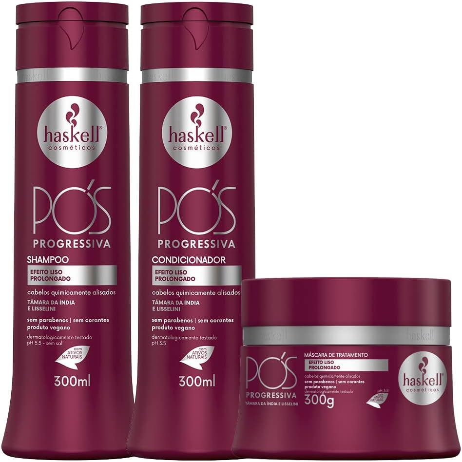 Kit Pós Progressiva 300gr Haskell (3 itens) | Efeito liso prolongado