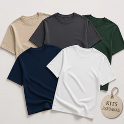 Kit 5 Camisetas de Algodão Peruano | Qualidade Superior