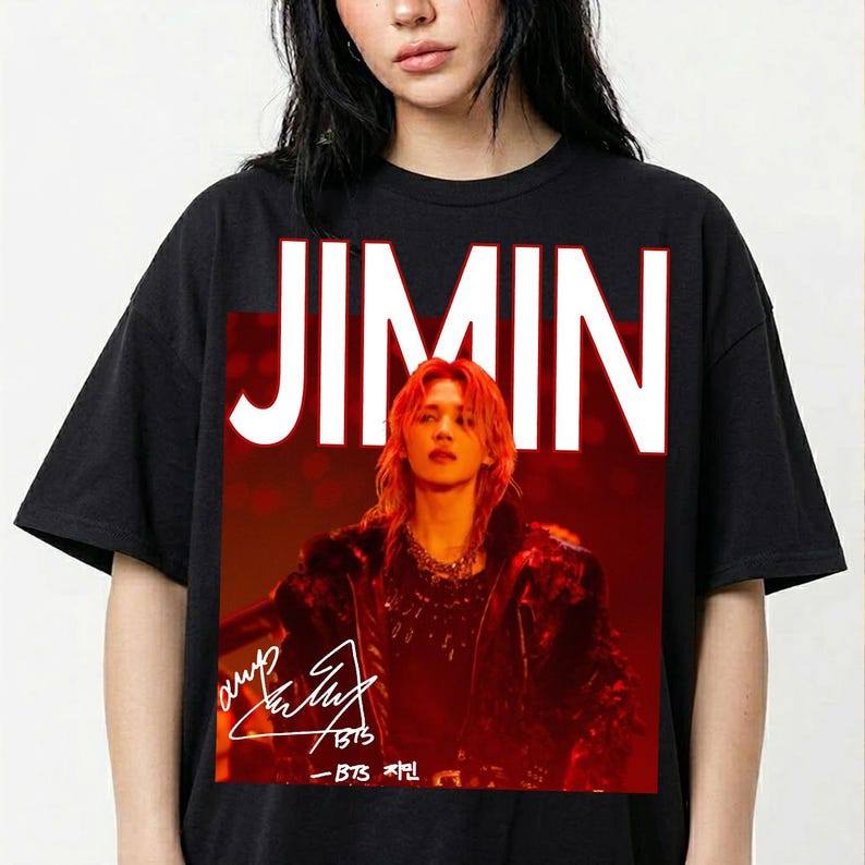 「Cute Girl」Camiseta Unissex BTS Jimin Tour Arirang Estampa Exclusiva Confortável Fofa Estilosa Moda Casual