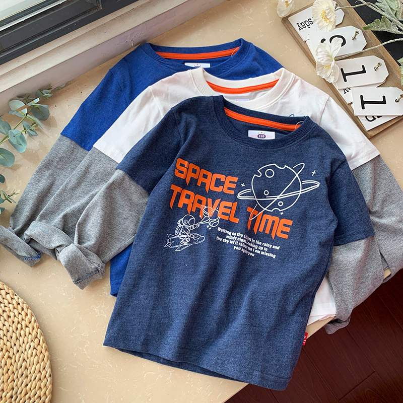 Meninos camiseta de manga comprida puro algodão comércio exterior roupas infantis 2023 primavera outono crianças em torn
