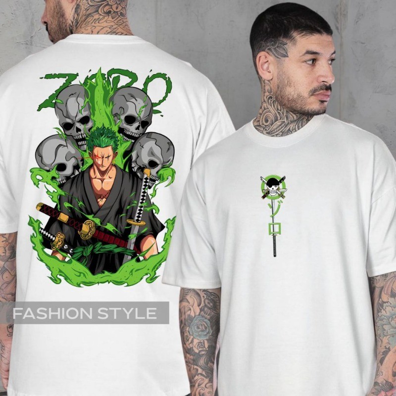 Camiseta Masculina Zoro One Piece Mangá Anime Gear Luffy Camisa Algodao Premium Adulto & Infantil