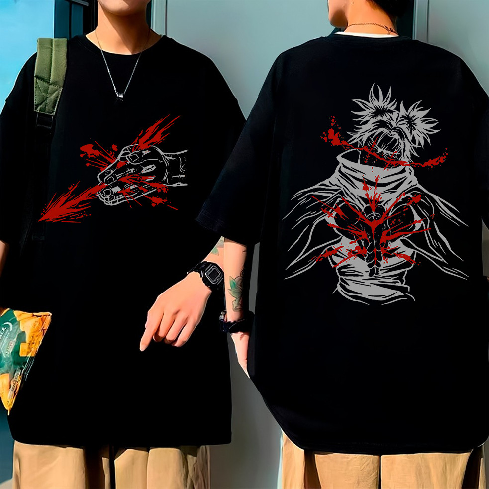 Camiseta Oversized Unissex Preta de Algodão, Alta Qualidade, Estampa Jujutsu Kaisen Choso
