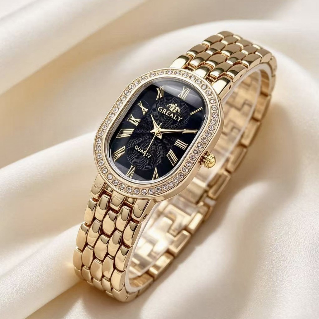 Relógio feminino, relógio de quartzo elegante, relógio com mostrador romano, novo modelo personalizado de relógio femini