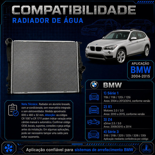 Radiador De Água Bmw 320i 2.0 E90 2006 2007 2008 2009 10 11