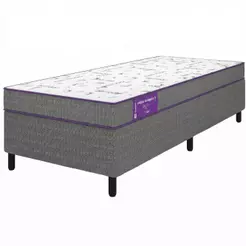 Base Box Com Colchão Solteiro D20 EXTRA FIRME 78x188x49 Hipoalergênico Cinza e Branco Acction SmartZzz By Plumatex