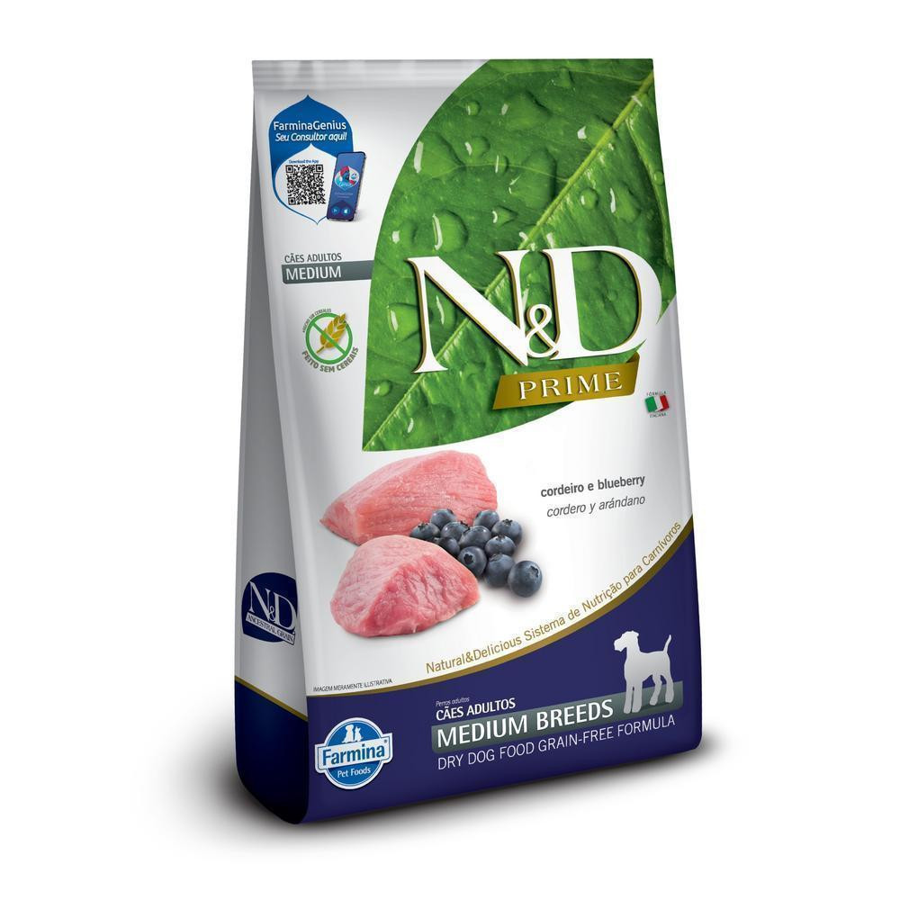 Ração NeD Prime para Cães Adultos de Raças Médias Sabor Cordeiro e Blueberry 10,