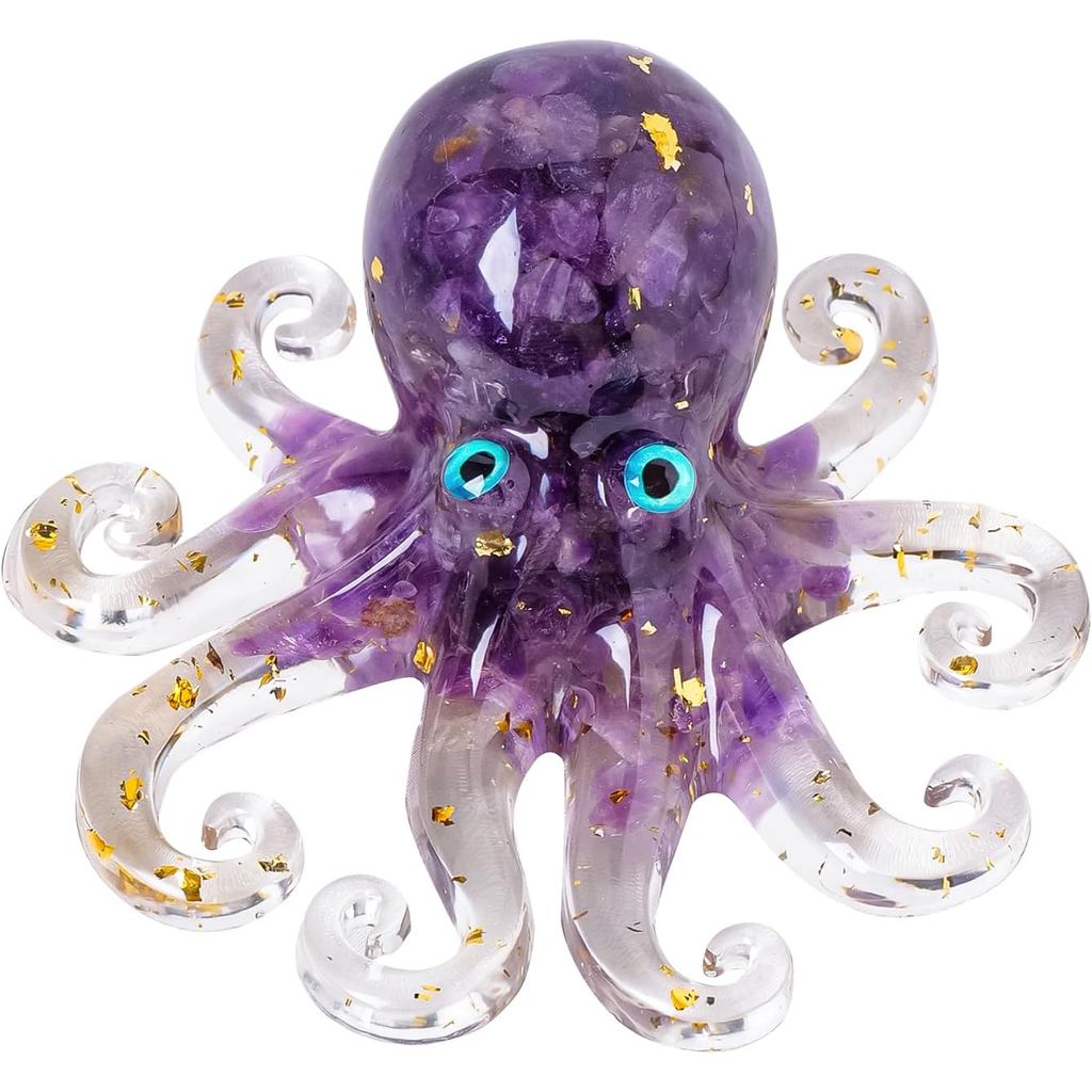 Decoração De Polvo Aquário Ametista Cascalho Resina Decorativa Vidro Com Pedra De Cristal Natural Animais Marinhos Ornam