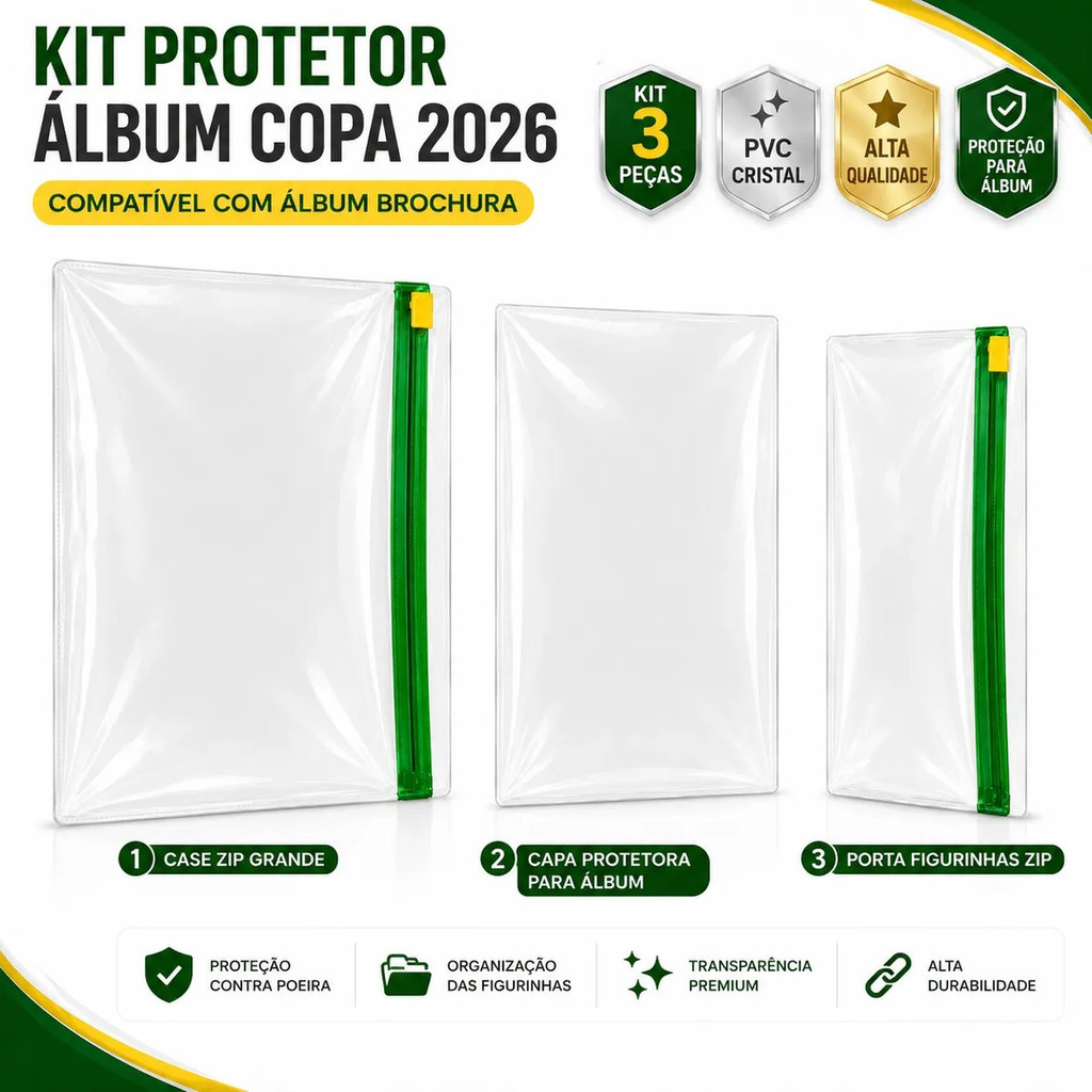 Kit 3 Capas Plásticas Álbum Figurinhas Da Copa Do Mundo 2026