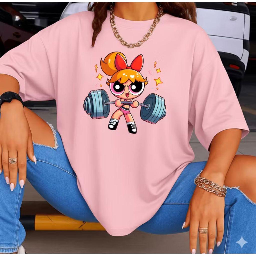 T-Shirt Camiseta Camisetão Meninas Superpoderosas Lindinha Docinho Florzinha 100% Algodão Treino Gym Academia Musculação