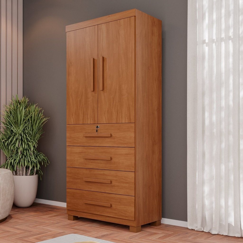 Guarda-Roupa 2 Portas 4 Gavetas Ilhéus Espresso Móveis Marrom/Cinamomo Cinamomo