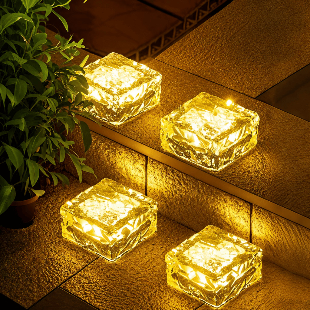 Luminária Solar LED Decorativa IP65 para Jardim Piscina Escada Área Externa em Vidro
