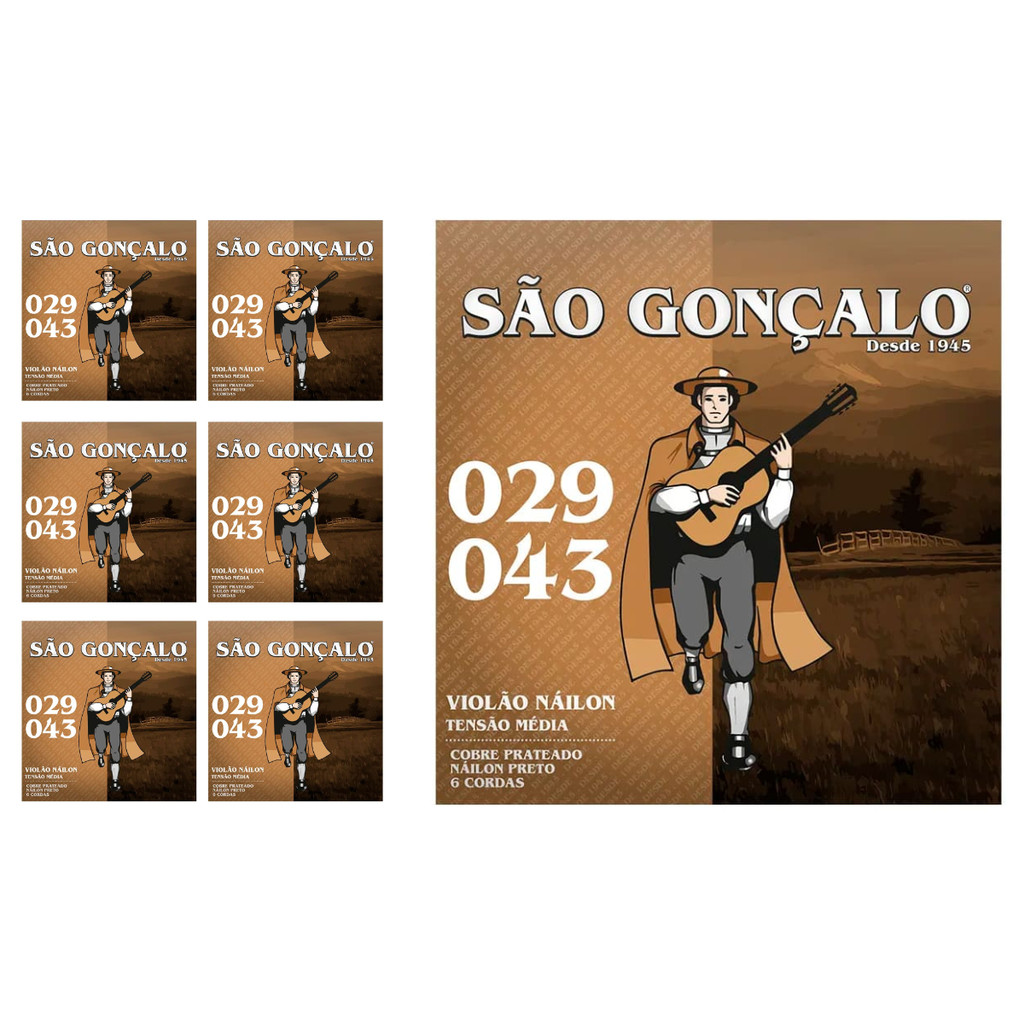 Kit 7 Jogos de Cordas P/Violão Nylon São Gonçalo