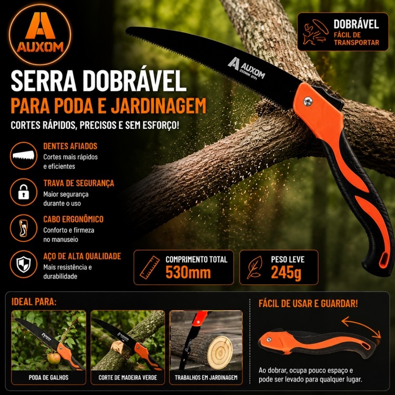 Serra Dobrável Poda de Galhos 53cm Profissional - Madeira e Jardinagem