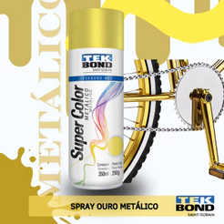 Tinta Spray Ouro Metálico Tekbond Super Color 350ml Alto Brilho