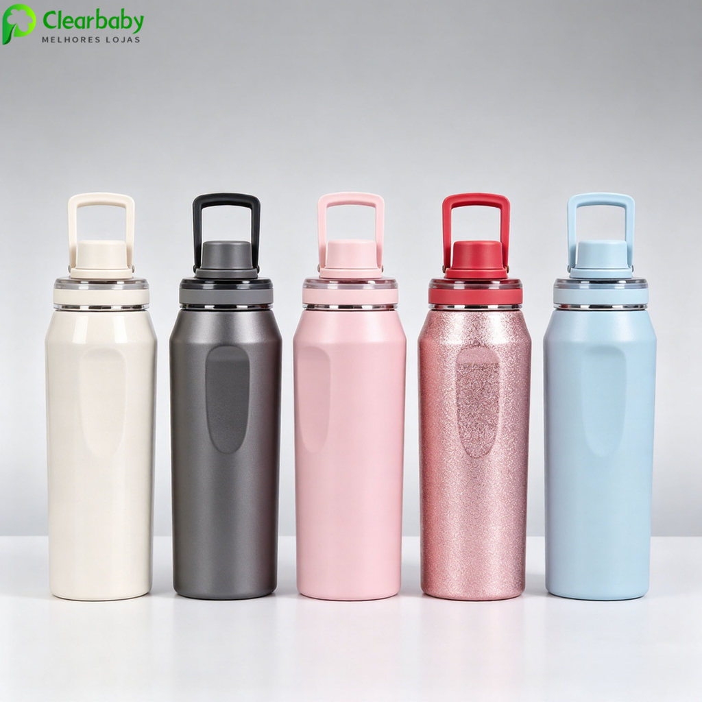 Garrafa Térmica de Aço Inoxidável de Grande Capacidade 600/800/1000 ml — Uso com Líquidos Quentes e Frios