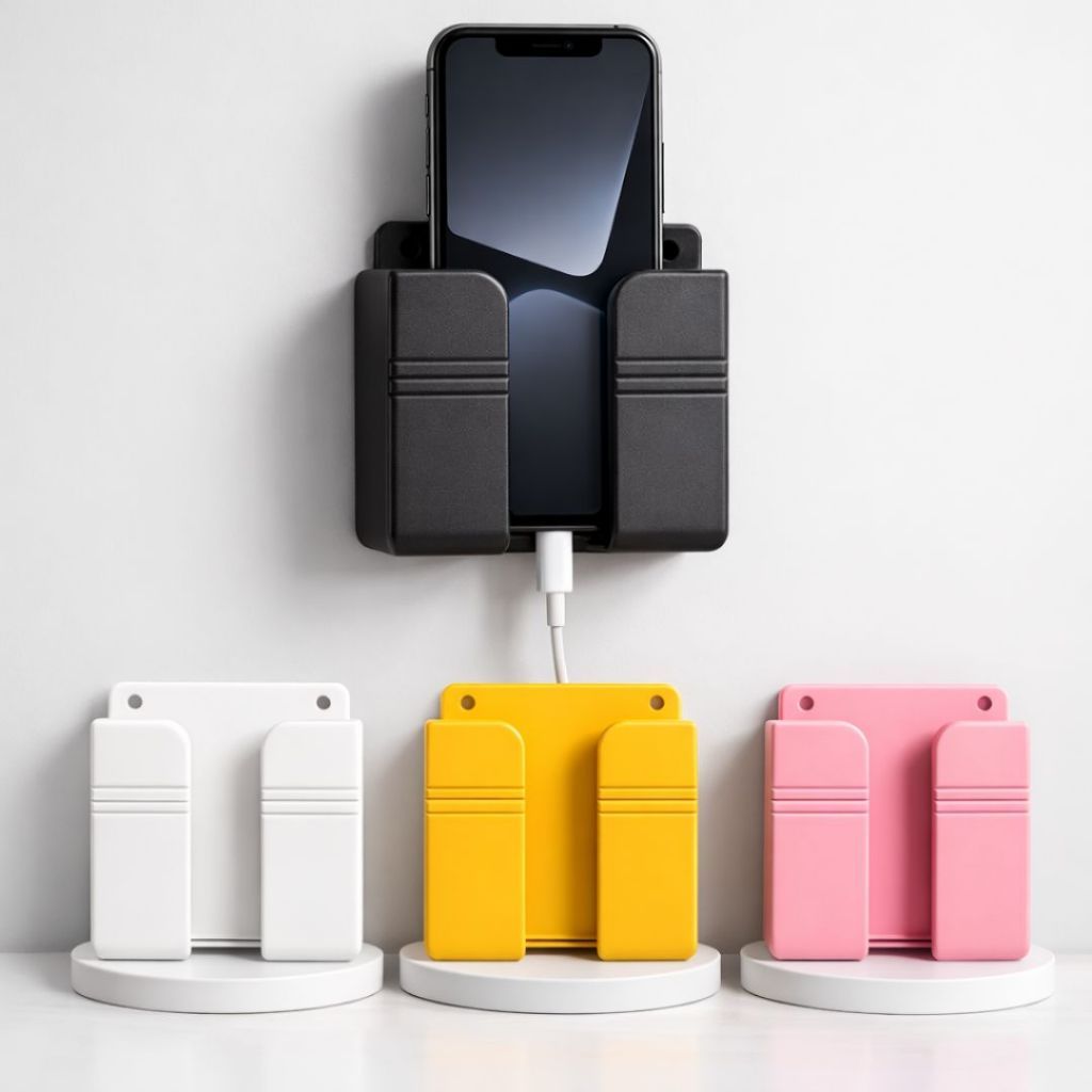 Suporte de Parede Multifuncional para Celular e Controle Remoto Organizador Adesivo para Carregar