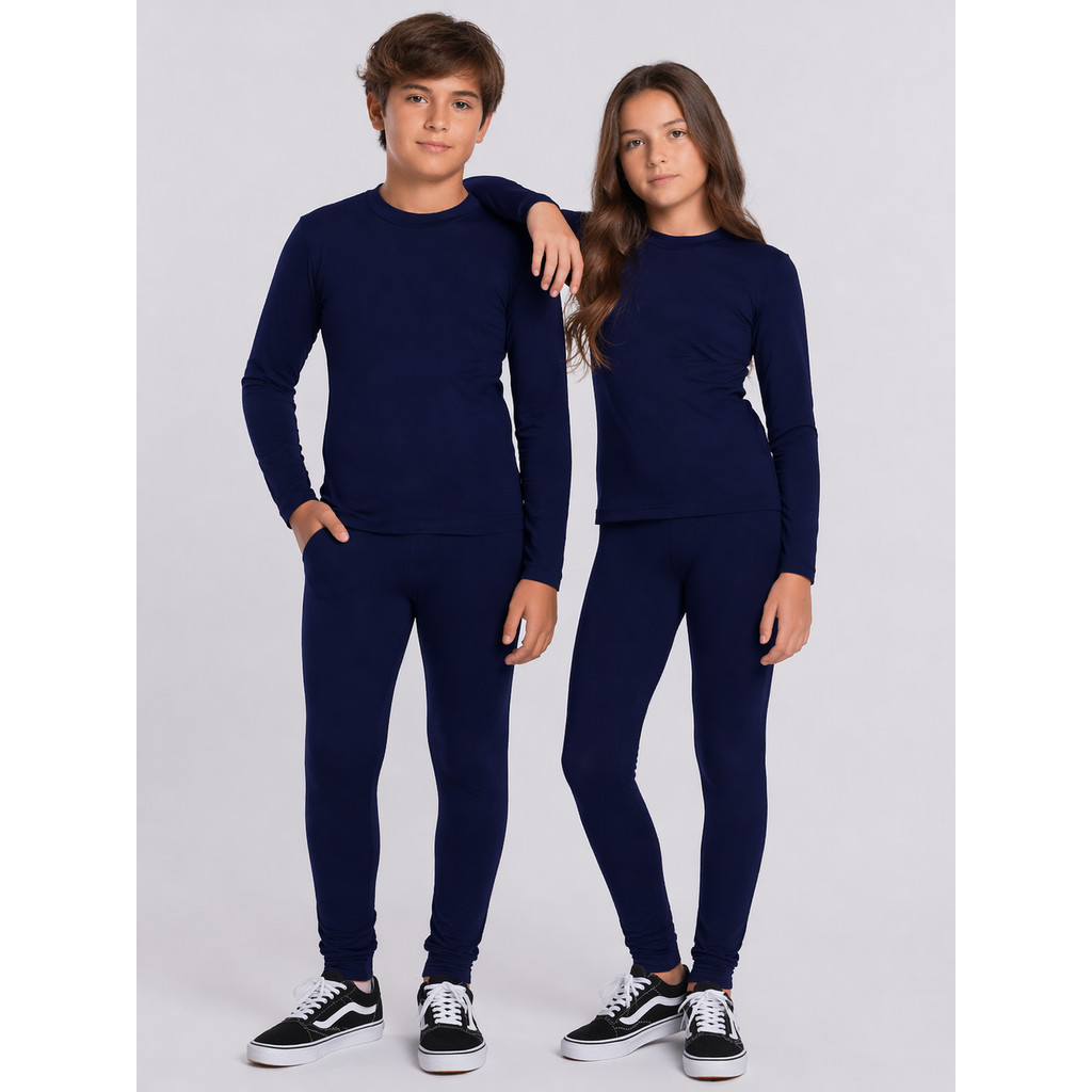 Conjunto Térmico infantil juvenil unissex para frio calça + blusa flanelada peluciada  termica 2 ao 14 anos