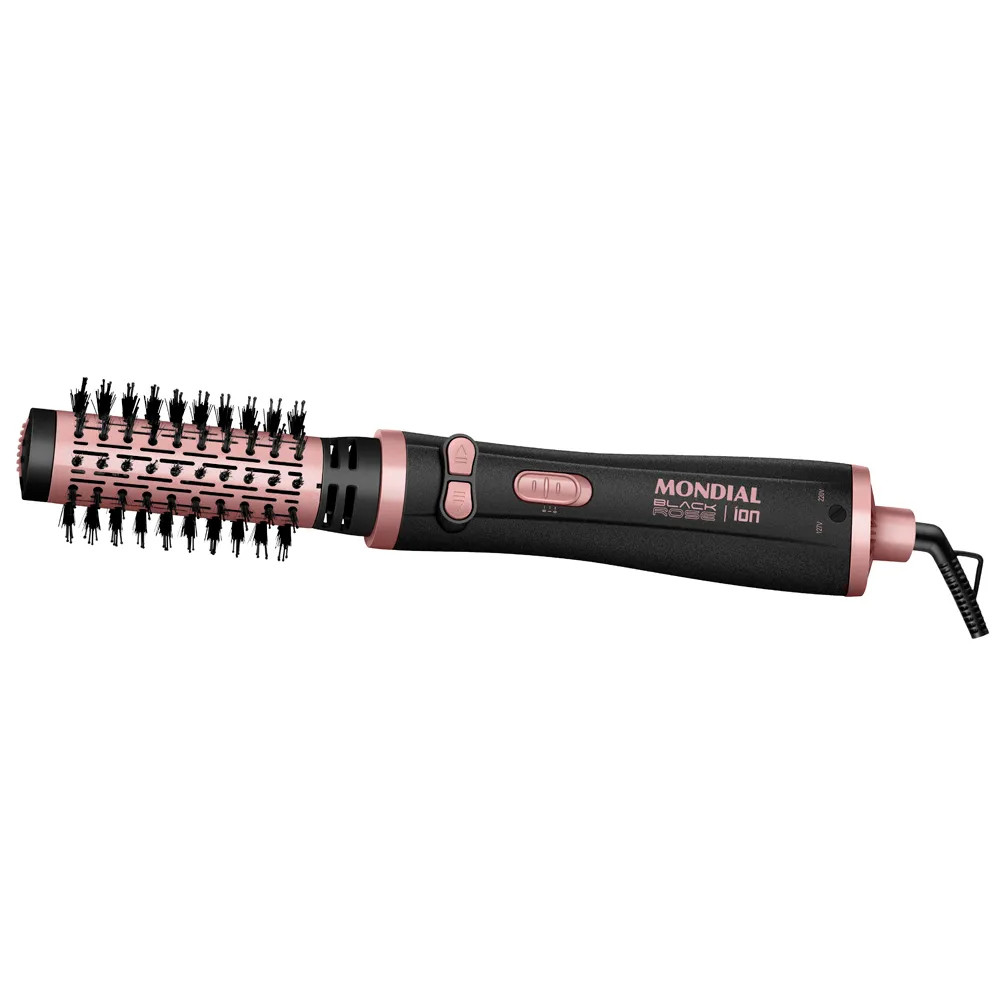 Escova Rotativa Mondial Preto e Golden Rose ERB-01 ElétricaSecadora Bivolt 127V 220V