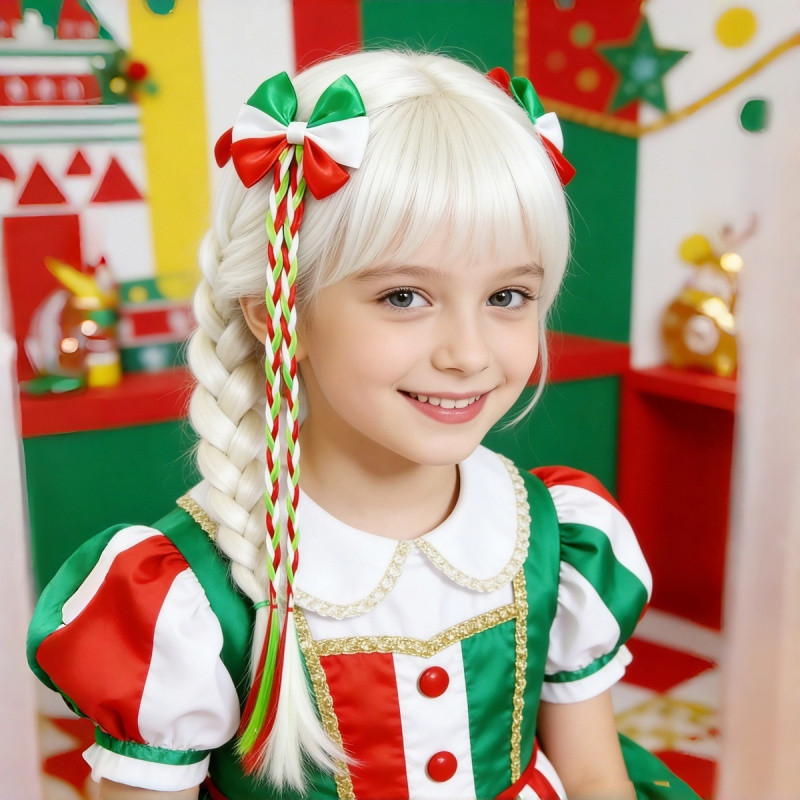 Copa do mundo bandeira nacional cor crianças peruca trança cocar bonito doce legal menina torção trança cabeça corda Hai