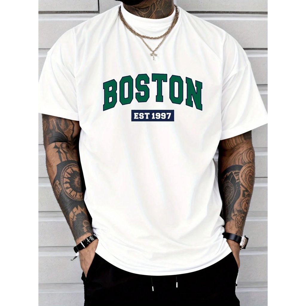Camiseta Masculina Boston 1997 Camisa 100% Algodão Fio 30.1 Estampada Blusa Lançamento Estampada Gola Redonda
