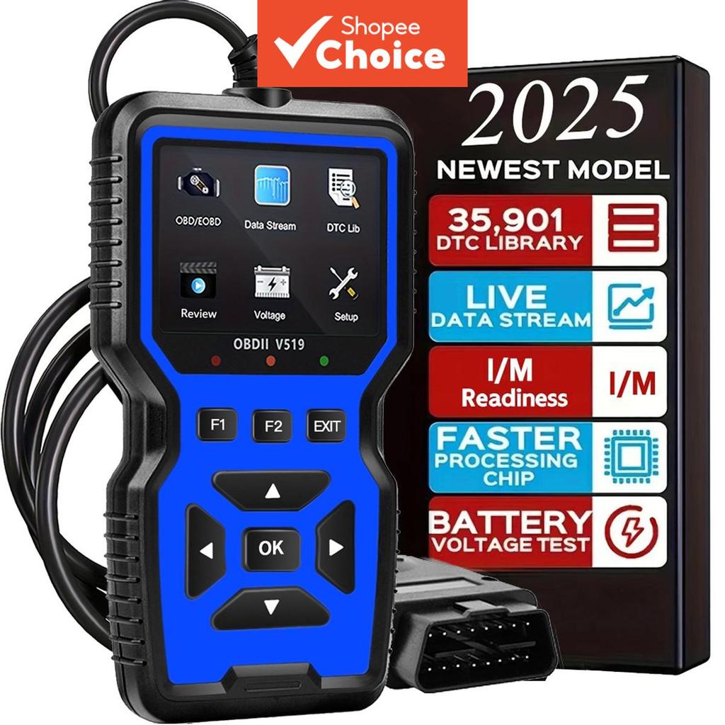  V519 Scanner OBD2 e Leitor de Códigos: Testador de Diagnóstico de Falhas Automotivas para Apagar Códigos de Erro,