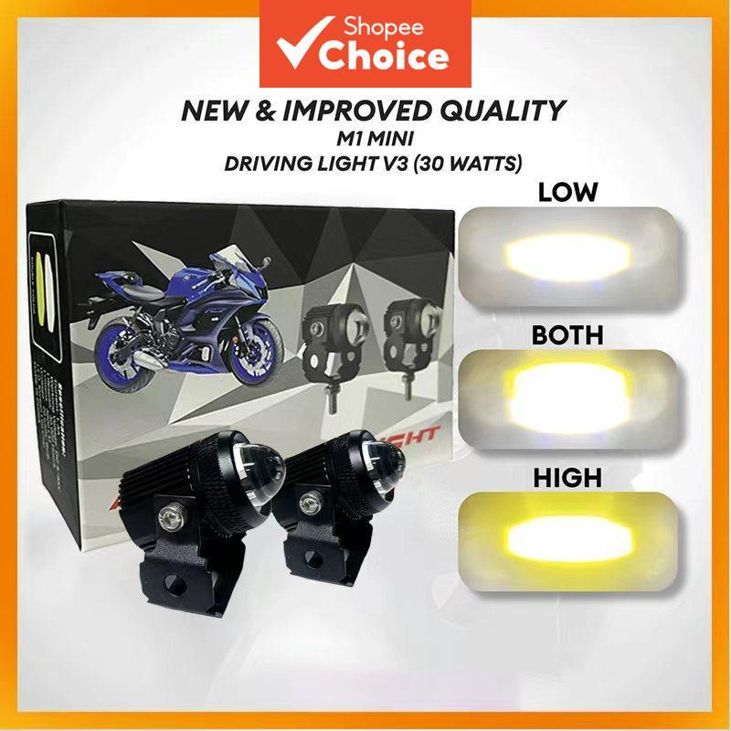 Farol de Condução LED Mini Compacto para Motocicleta, À Prova D'água, Carcaça Preta