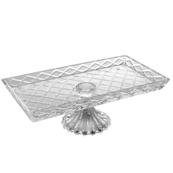 Travessa para Servir de Cristal com Pé Deli Diamond 34,5x18,5x11,5cm - Lyor